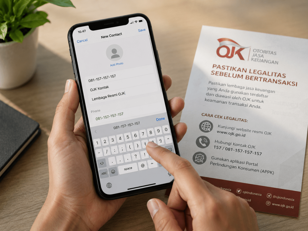 Langkah verifikasi legalitas izin fintech lending melalui kontak WhatsApp resmi OJK 157.